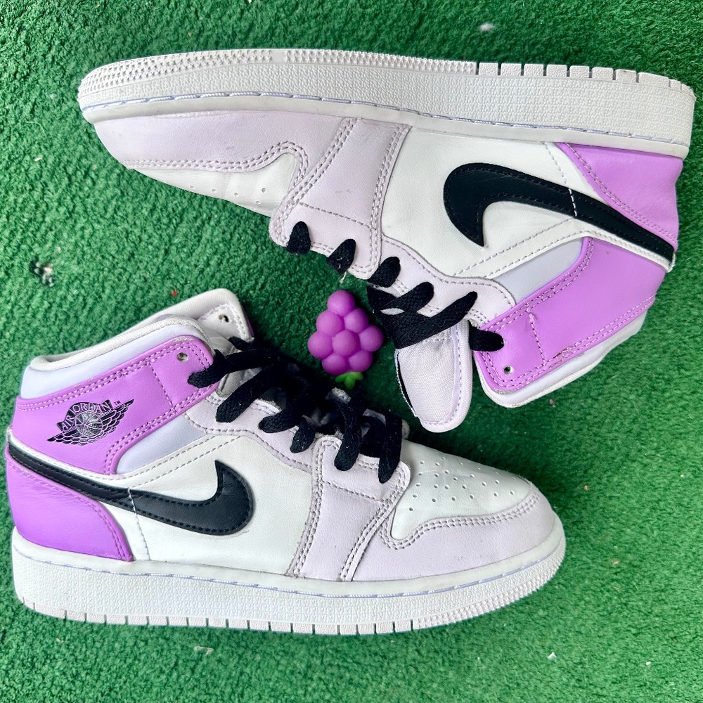 Jordan Air Jordan 1 Mid - Black/Purple/White Youth / Preschool